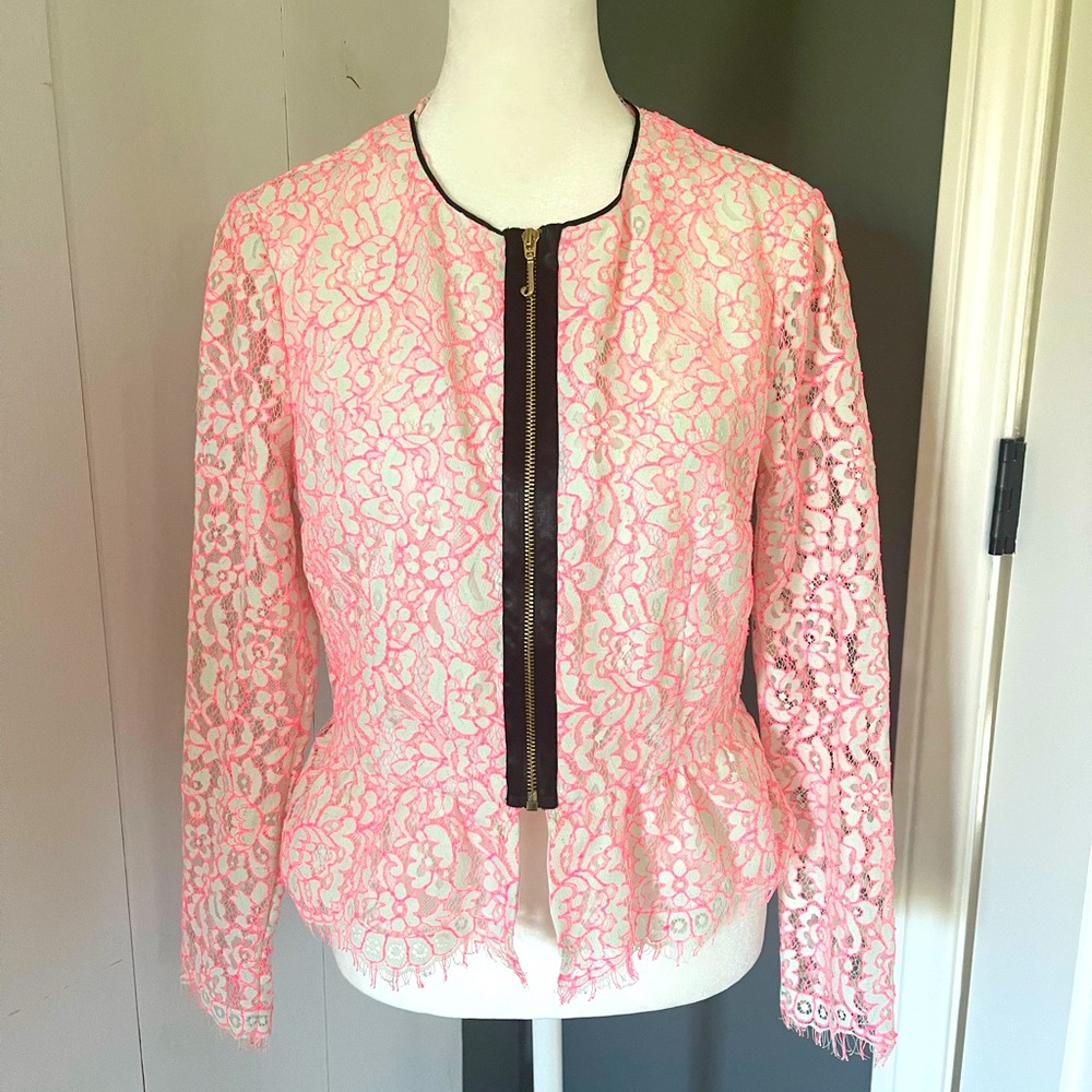 Juicy Couture Lace appliqué poplum jacket. Size 6